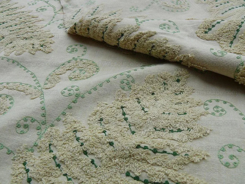 By Yard Scalamandre Fossils-dark Green On Beige Embroidery MSRP USD 372/y