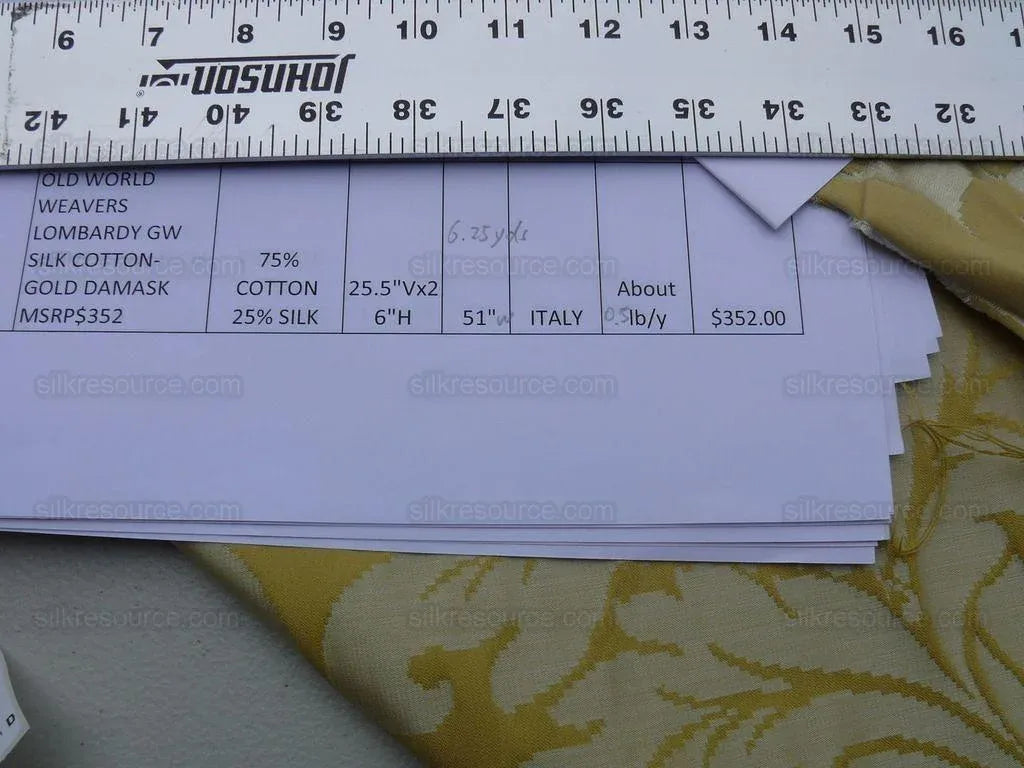 5.5y Scalamandre Lombardy Gw Silk Cotton-gold Damask MSRP USD 352