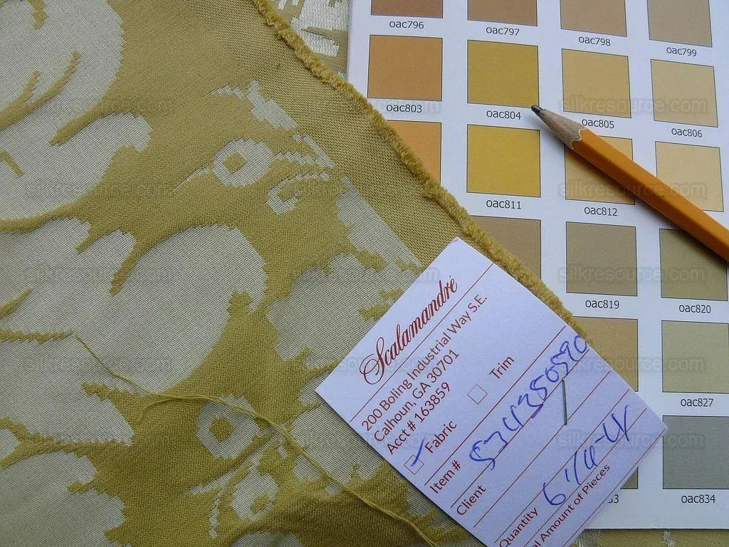 6.25y Scalamandre Lombardy Gw Silk Cotton-gold Damask MSRP USD 352