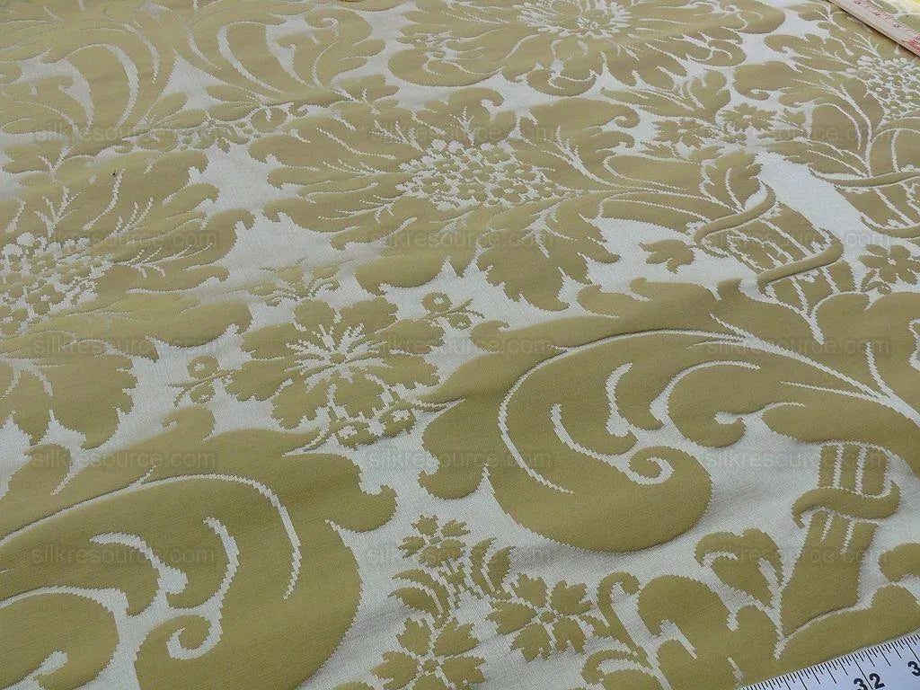 6.25y Scalamandre Lombardy Gw Silk Cotton-gold Damask MSRP USD 352