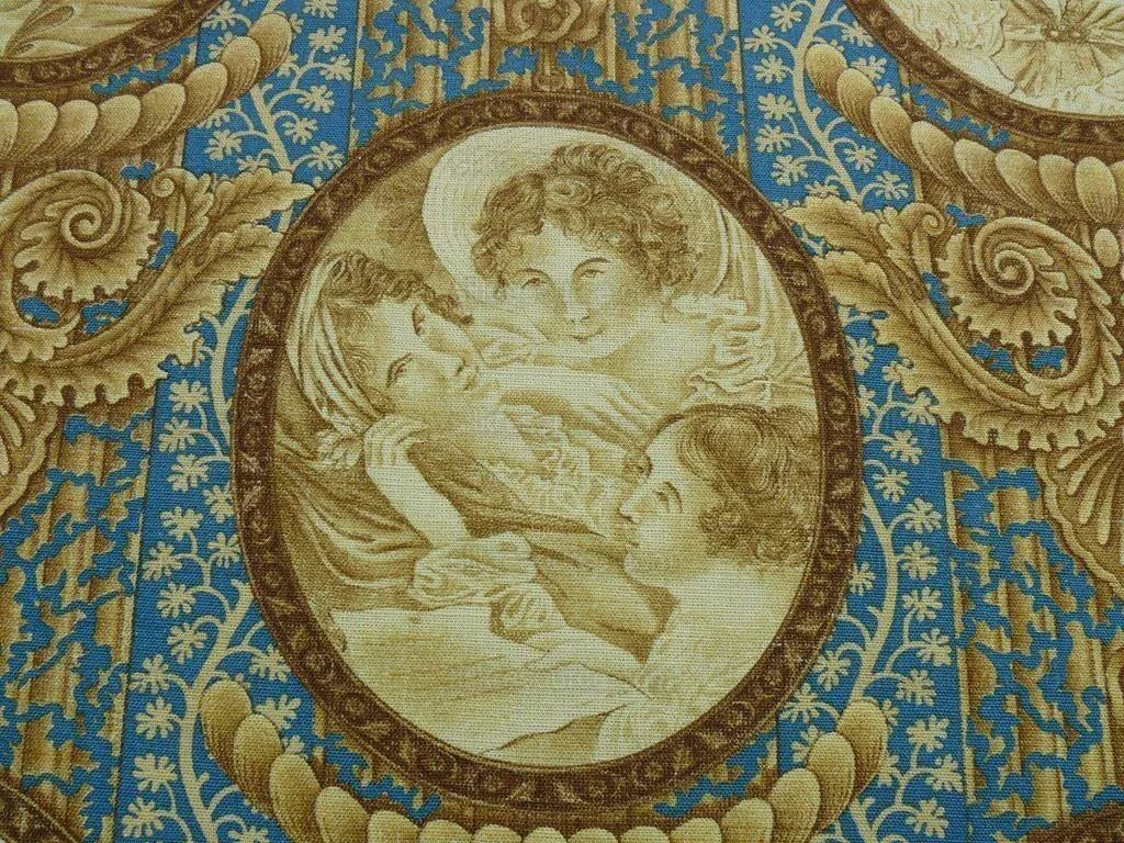 By Yard Scalamandre Figure Literature "Desiree" Queen of Sweden Grey Watkins- Blue/Brown MSRP 200/Y