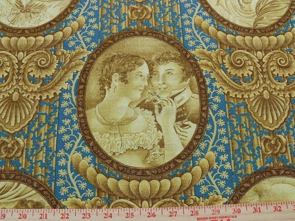 By Yard Scalamandre Figure Literature "Desiree" Queen of Sweden Grey Watkins- Blue/Brown MSRP 200/Y