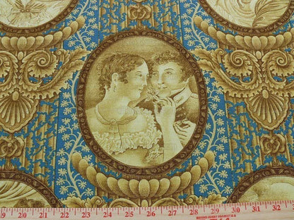 By Yard Scalamandre Figure Literature "Desiree" Queen of Sweden Grey Watkins- Blue/Brown MSRP 200/Y