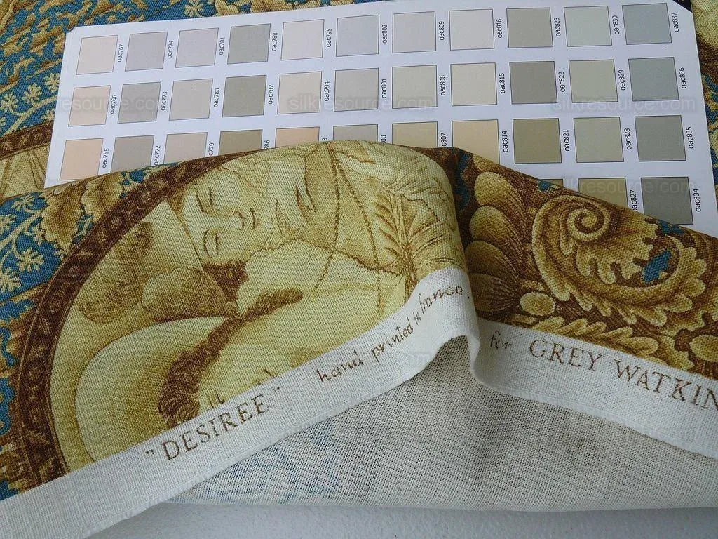 By Yard Scalamandre Figure Literature "Desiree" Queen of Sweden Grey Watkins- Blue/Brown MSRP 200/Y