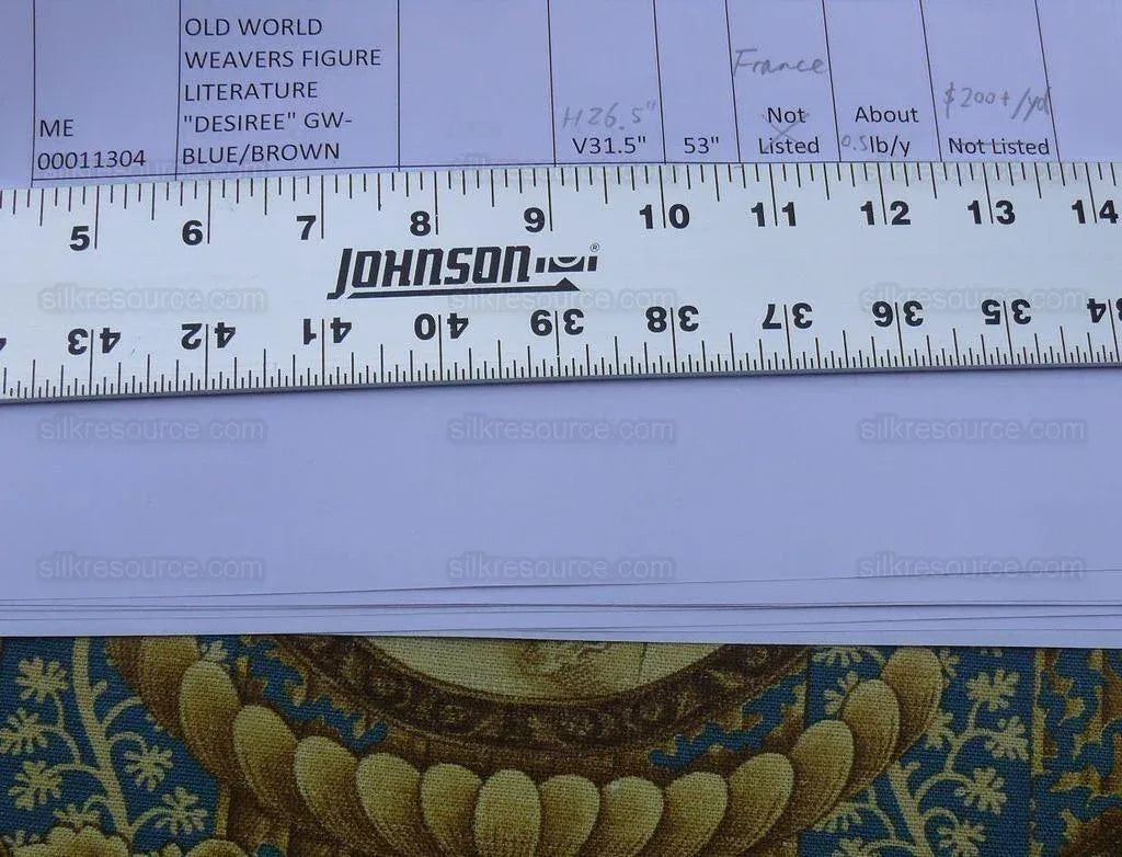 By Yard Scalamandre Figure Literature "Desiree" Queen of Sweden Grey Watkins- Blue/Brown MSRP 200/Y