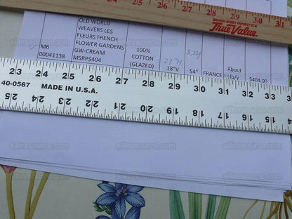 By Yard Scalamandre Les Fleurs Gardens Chintz Grey Watkinscream Botanical Print Cream white Lily Iris Couscous Bulb Lilium Leslie Merritt MSRP USD 404/y