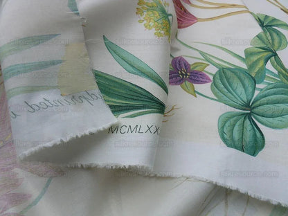 By Yard Scalamandre Les Fleurs Gardens Chintz Grey Watkinscream Botanical Print Cream white Lily Iris Couscous Bulb Lilium Leslie Merritt MSRP USD 404/y