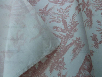By YARD Scalamandre Gaiety French Country Toile de Jouy Bucolic Pasture Deer Magic Flute Rooster Donkey Idyllic Farm Toile pink