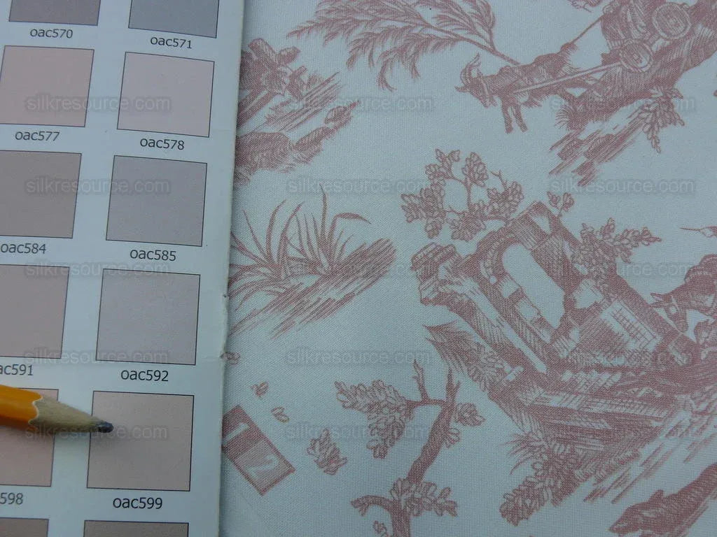 By YARD Scalamandre Gaiety French Country Toile de Jouy Bucolic Pasture Deer Magic Flute Rooster Donkey Idyllic Farm Toile pink