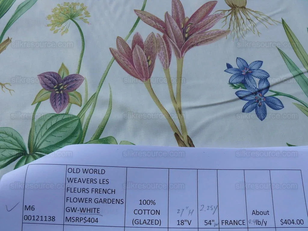 2.25y Scalamandre Les Fleurs Flower Gardens Gw-white MSRP