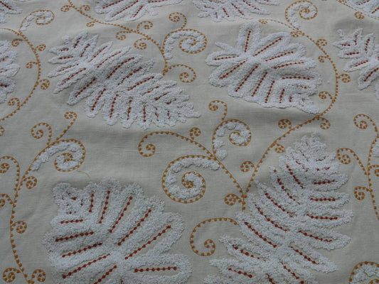 1Y SCALAMANDRE FOSSILS- EMBROIDERY GW-RUST ON BEIGE MSRP$372Y