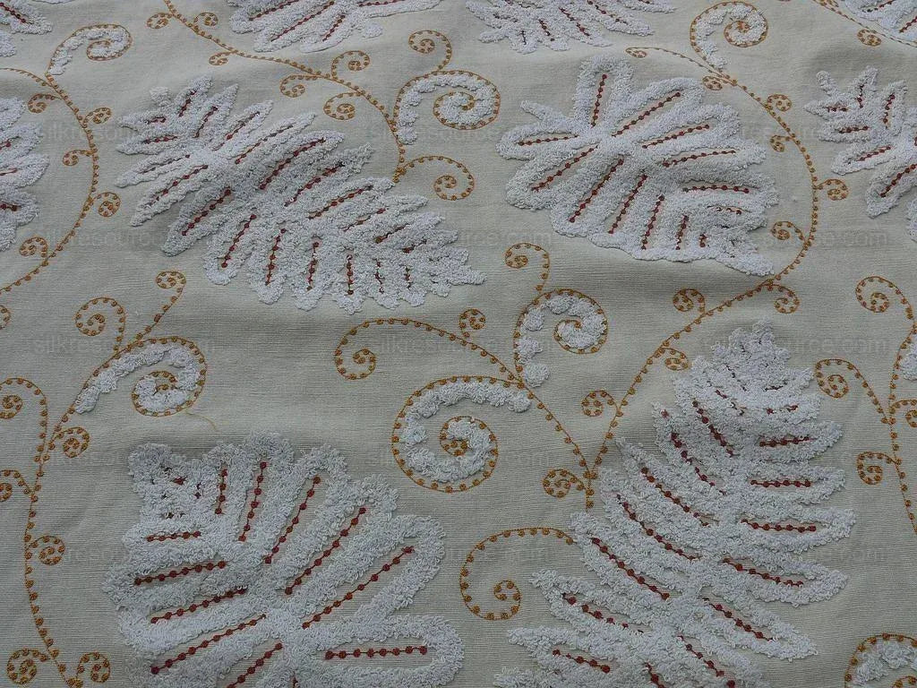 1y Scalamandre Fossils- Embroidery Gw-rust On Beige MSRP USD 372Y