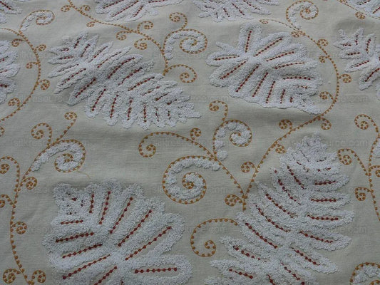 0.8y Scalamandre Fossils- Embroidery Gw-rust On Beige MSRP USD 372Y