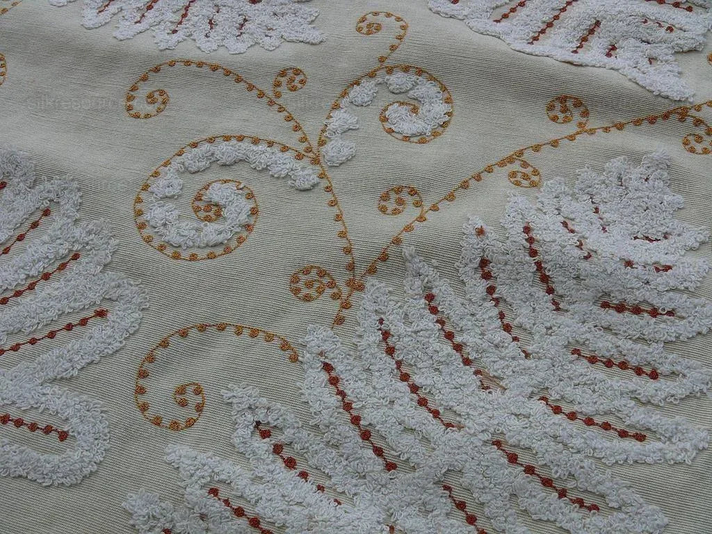 1.25y Scalamandre Fossils- Embroidery Gw-rust On Beige MSRP USD 372Y