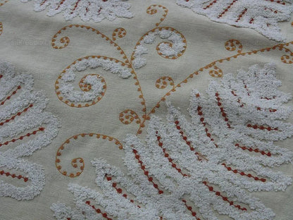 1.25y Scalamandre Fossils- Embroidery Gw-rust On Beige MSRP USD 372Y