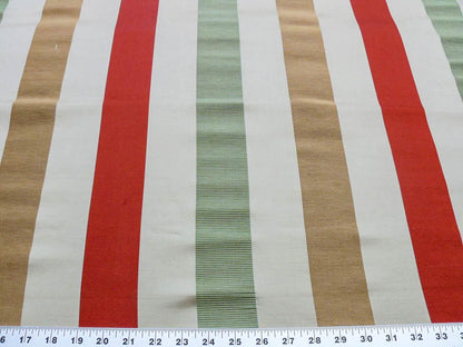 By Yd Scalamandre Gilles Stripe Coral Red Gold Green Classy Silk Linen Jacquard Heavy Stripe MSRP278/y