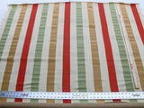 By Yd Scalamandre Gilles Stripe Coral Red Gold Green Classy Silk Linen Jacquard Heavy Stripe MSRP278/y