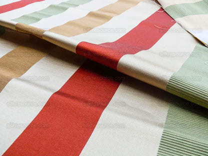 By Yd Scalamandre Gilles Stripe Coral Red Gold Green Classy Silk Linen Jacquard Heavy Stripe MSRP278/y