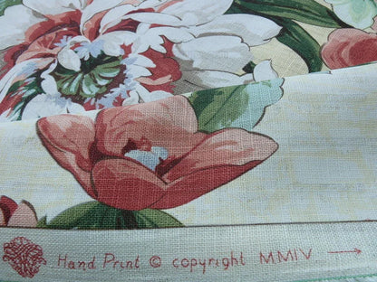 Scalamandre Marisa Large Peony Tulip Daffodil Flower Linen Freesia Cream Bouquet 18 Screens MSRP USD 252/Y