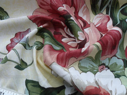 Scalamandre Marisa Large Peony Tulip Daffodil Flower Linen Freesia Cream Bouquet 18 Screens MSRP USD 252/Y