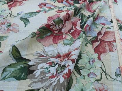 Scalamandre Marisa Large Peony Tulip Daffodil Flower Linen Freesia Cream Bouquet 18 Screens MSRP USD 252/Y