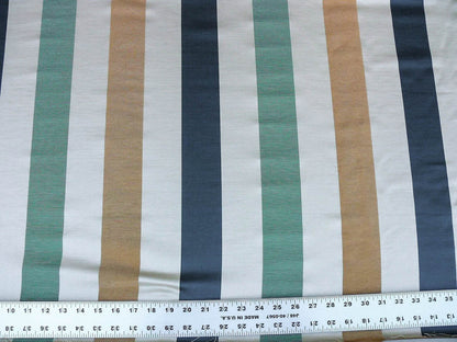 Scalamandre Gilles Stripe Teal Blue Gold Jade Classy Silk Linen Jacquard Heavy Stripe MSRP278/y