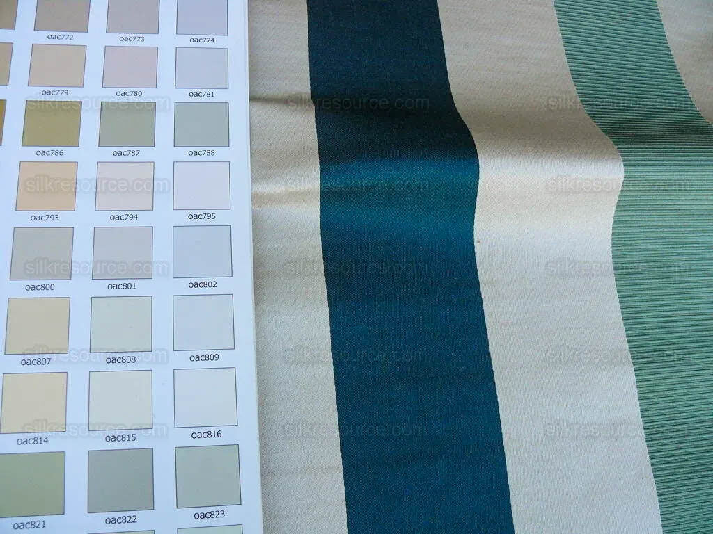 Scalamandre Gilles Stripe Teal Blue Gold Jade Classy Silk Linen Jacquard Heavy Stripe MSRP278/y