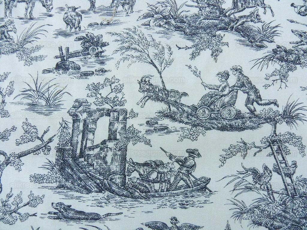 Scalamandre French Toile Farm Amuse Bouches Black On Cream Print MSRP USD 392/Y