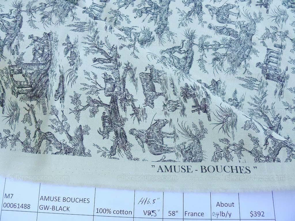 Scalamandre French Toile Farm Amuse Bouches Black On Cream Print MSRP USD 392/Y