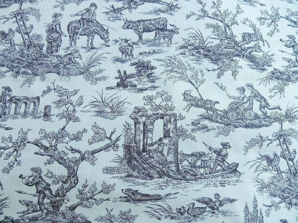 Scalamandre French Toile Farm Amuse Bouches Black On Cream Print MSRP USD 392/Y