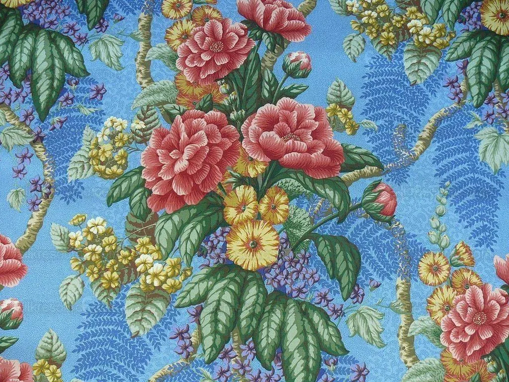 By Yard Scalamandre Old World Weavers Romsey Blue Multi Flower Tree Of Life English MSRP USD 508/y