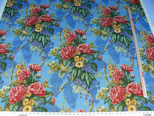 1.5Y SCALAMANDRE ROMSEY FLOWER TREE OF LIFE BLUE MSRP$508