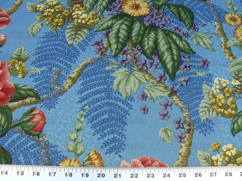 By Yard Scalamandre Old World Weavers Romsey Blue Multi Flower Tree Of Life English MSRP USD 508/y