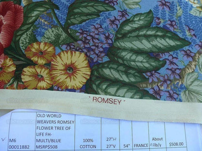 By Yard Scalamandre Old World Weavers Romsey Blue Multi Flower Tree Of Life English MSRP USD 508/y