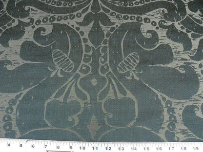 By Yd Scalamandre Maggiolino-smoke Silk Dark Green Black Gold Taupe Damask MSRP USD 464