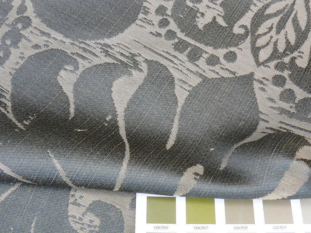 9.75y Scalamandre Maggiolino-smoke Silk Green Damask MSRP USD 464