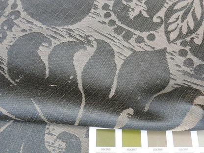 9.75y Scalamandre Maggiolino-smoke Silk Green Damask MSRP USD 464
