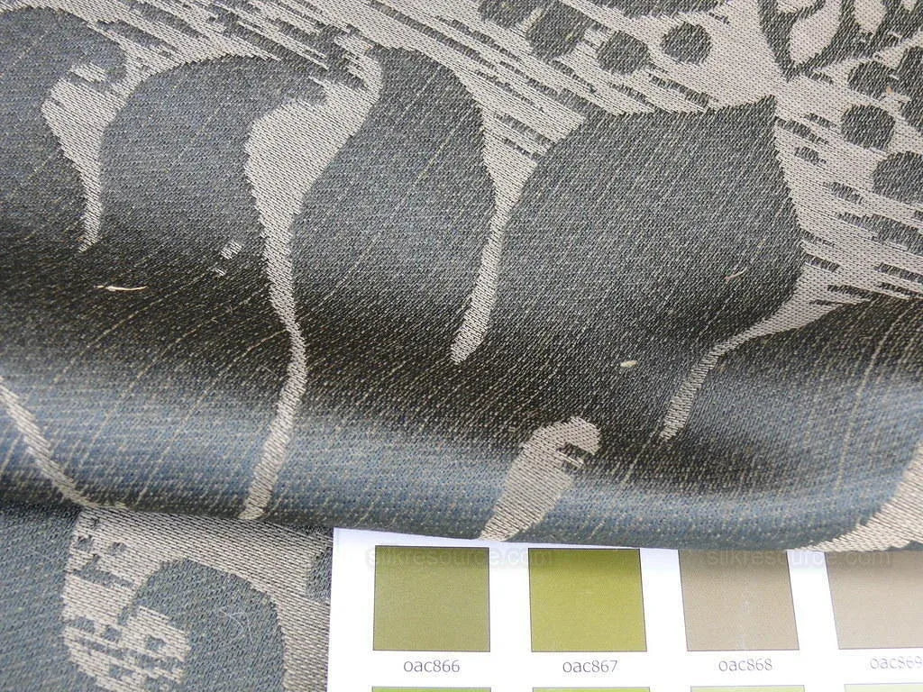 By Yd Scalamandre Maggiolino-smoke Silk Dark Green Black Gold Taupe Damask MSRP USD 464