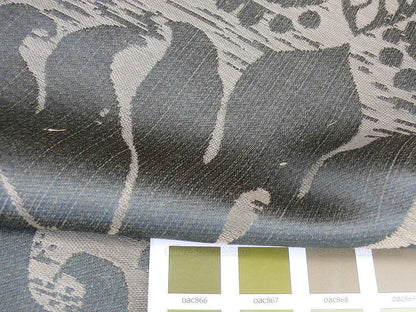 By Yd Scalamandre Maggiolino-smoke Silk Dark Green Black Gold Taupe Damask MSRP USD 464