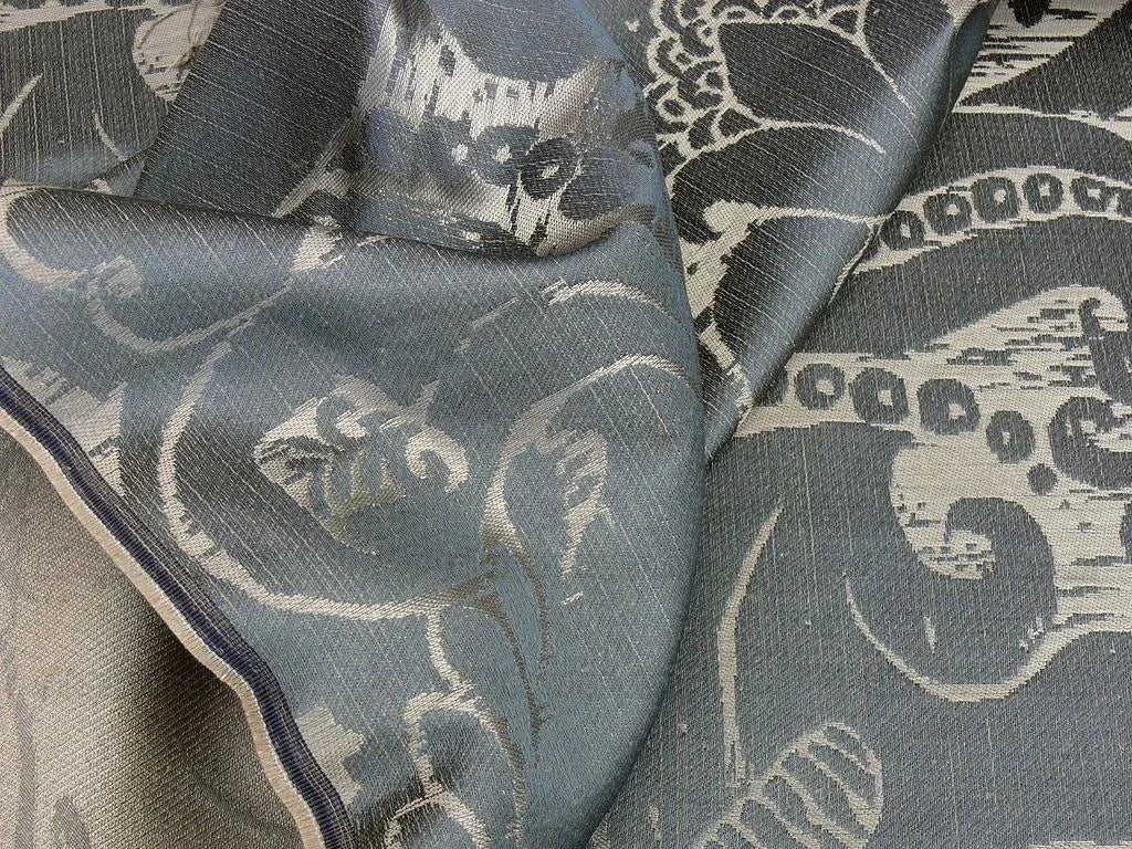 9.75y Scalamandre Maggiolino-smoke Silk Green Damask MSRP USD 464