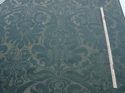 By Yd Scalamandre Maggiolino-smoke Silk Dark Green Black Gold Taupe Damask MSRP USD 464