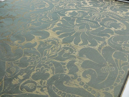 By Yd Scalamandre Maggiolino-smoke Silk Dark Green Black Gold Taupe Damask MSRP USD 464