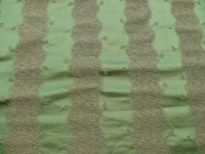 Bty Old World Weavers Silk Leaves Stripe-beige Green Reversible Silk Jacquard MSRP USD 216/y