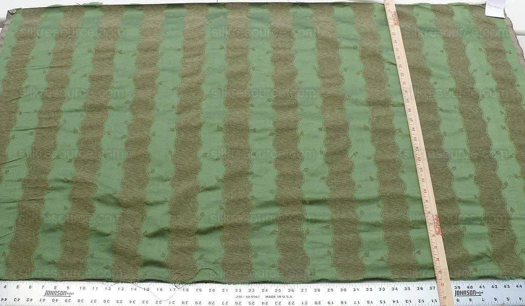 Bty Old World Weavers Silk Leaves Stripe-beige Green Reversible Silk Jacquard MSRP USD 216/y