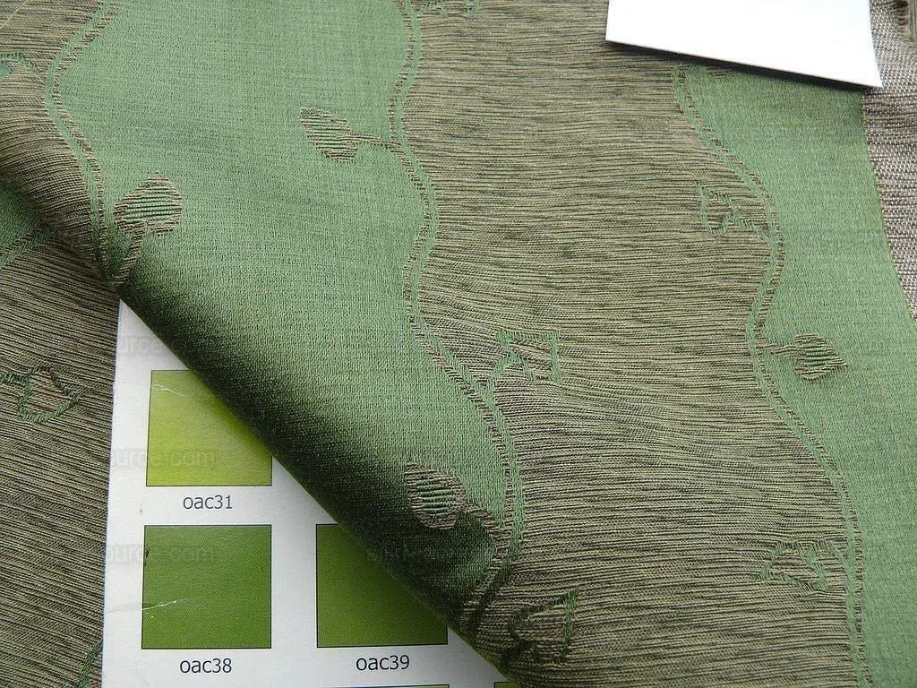 Bty Old World Weavers Silk Leaves Stripe-beige Green Reversible Silk Jacquard MSRP USD 216/y