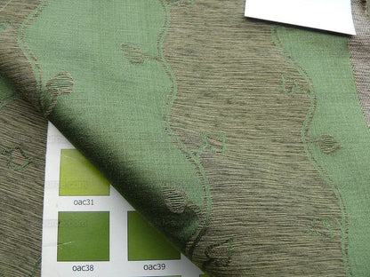Bty Old World Weavers Silk Leaves Stripe-beige Green Reversible Silk Jacquard MSRP USD 216/y