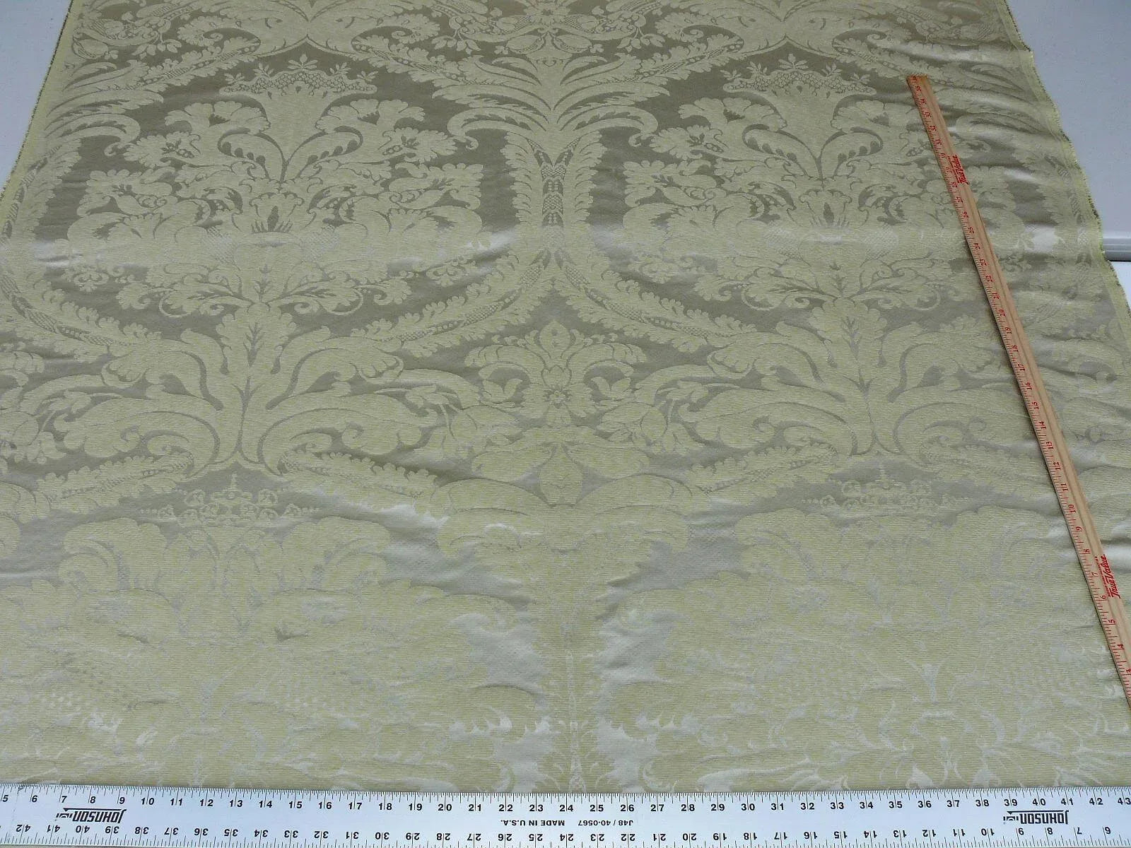 1Y SCALAMANDRE ITALIAN DAMASK GAUFFRE SEAFOAM MSRP$440/YARD