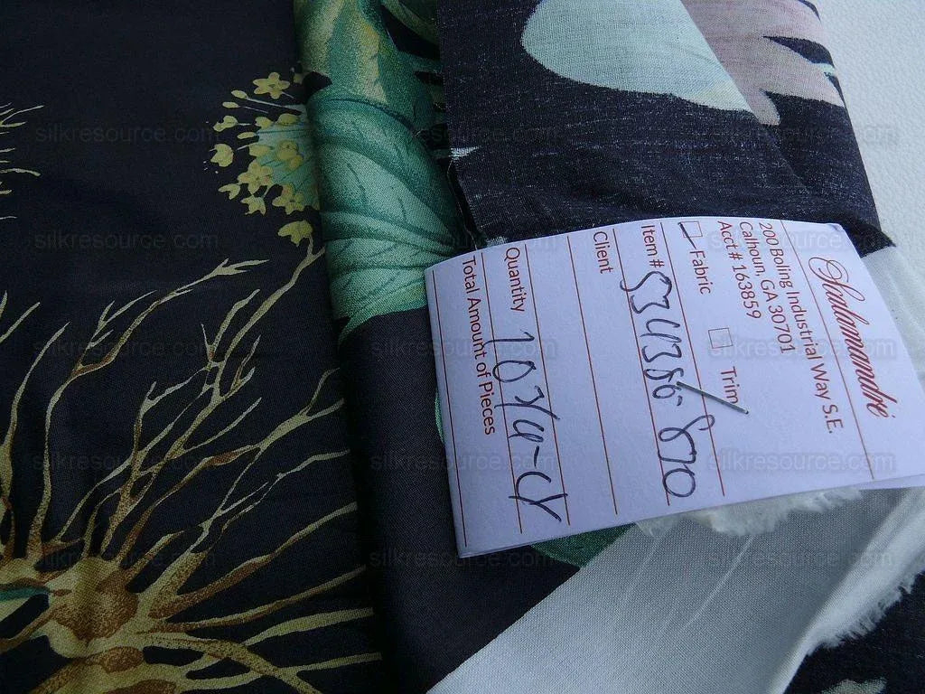 By Yard Scalamandre Les Fleurs Gardens Gw Black Botanical Print Green French Lily Iris Couscous Bulb Lilium Leslie Merritt MSRP USD 404/y