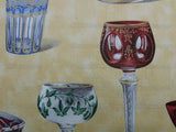 Scalamandre Hand Print Cristalli Yellow Crystal Cut Glasses Vases Cups Fine Art Bty MSRP USD 164/Y
