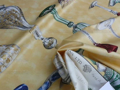 Scalamandre Hand Print Cristalli Yellow Crystal Cut Glasses Bty MSRP USD 164/Y